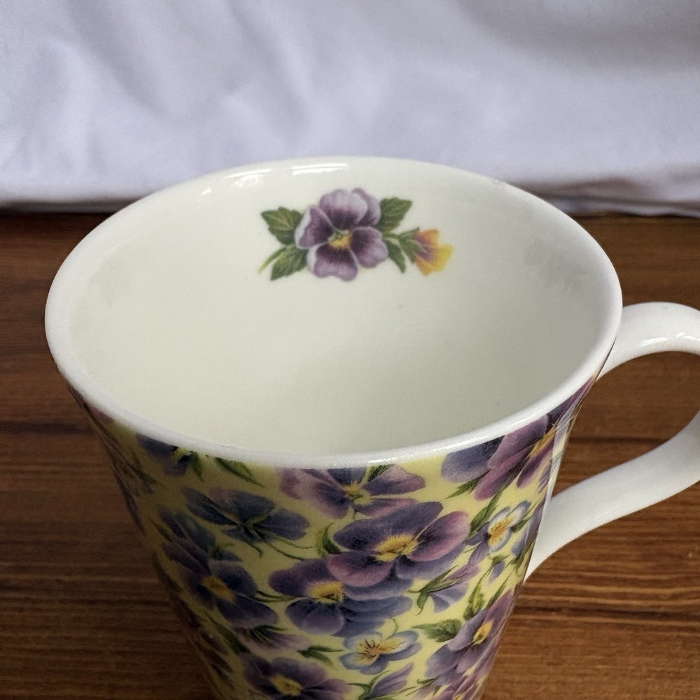 Crown Trent Fine Bone China England Purple Pansy Floral Coffee Tea Mug Cup - Picture 3 of 7